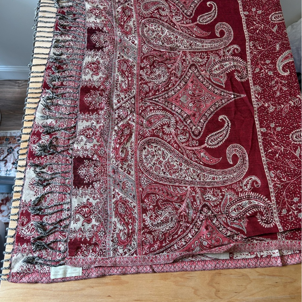 Elegant Red Paisley Scarf